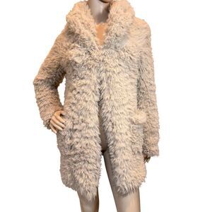 Wonderly Y2K Plush Faux Fur Shearling Tan Coat Boho Retro Jacket Mob Wife Small